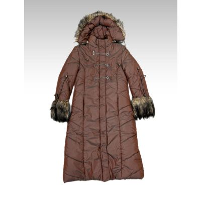 Пальто зимнее для девочки, 6з036, коричневый, 152